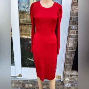 NWTs Red Ribbed Bodycon Midi Dress